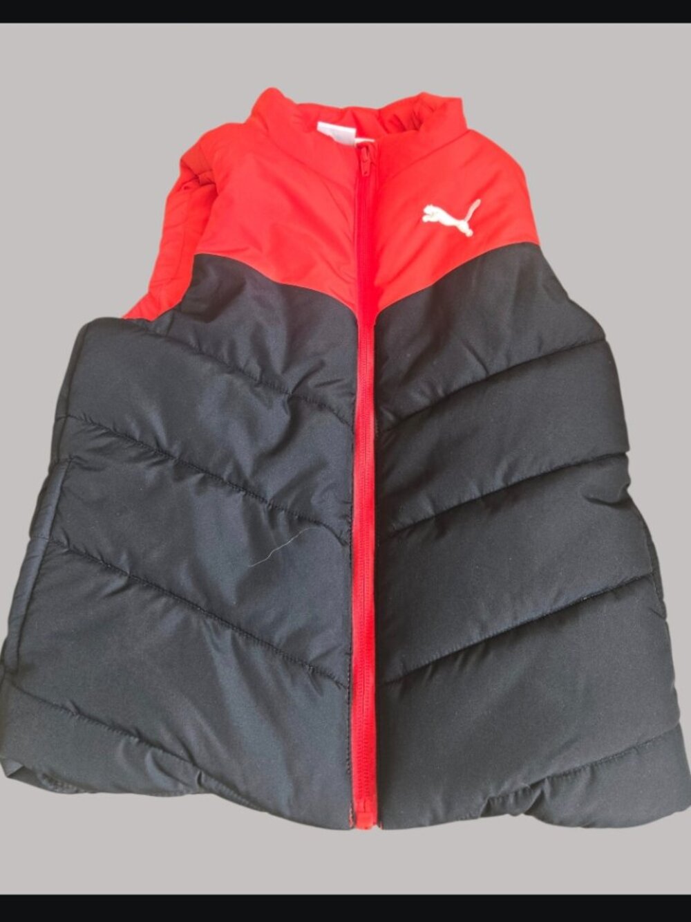 Puma Boys Puffer Vest - Red & Black Colorblock - Size 5/6 XS